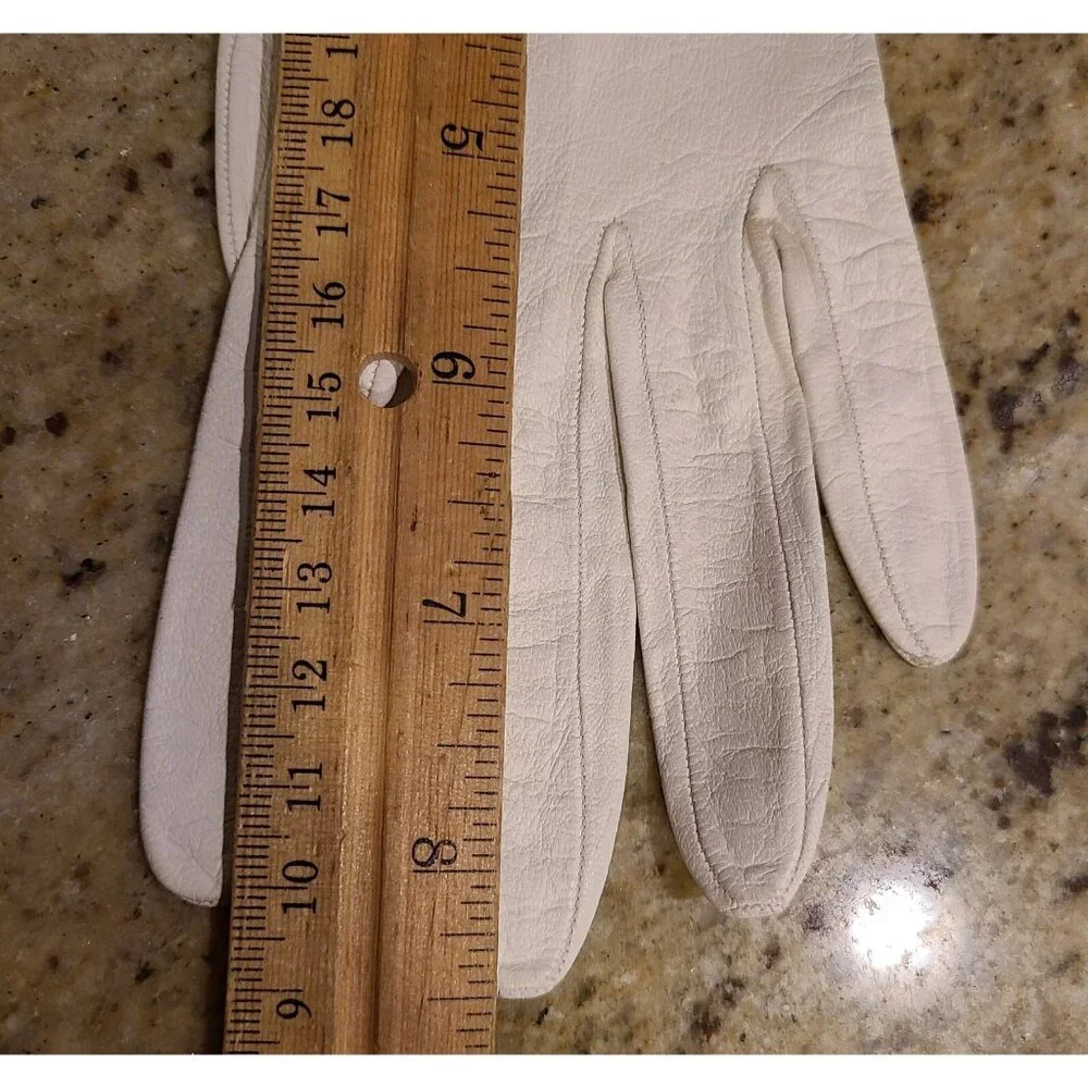 Vintage Size S White Kid Leather Formal 8.5